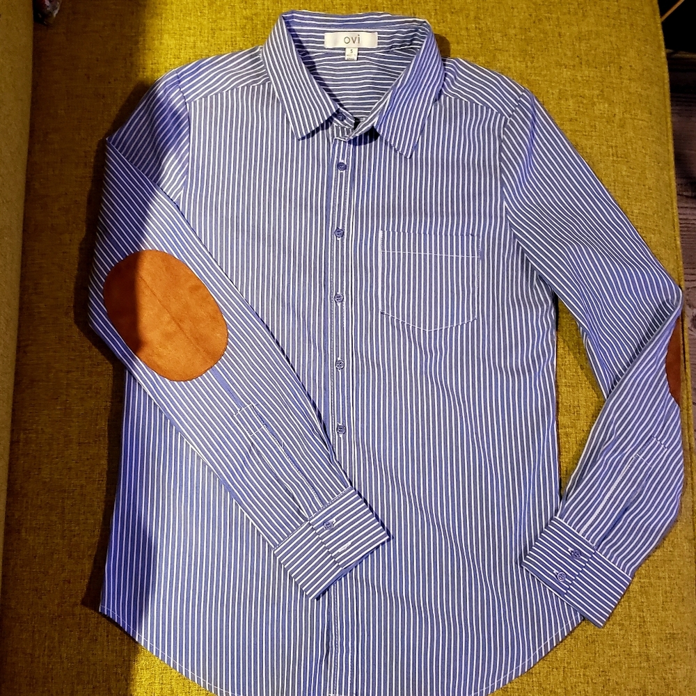 Ovi Shirt, long sleeve with suede elbow detail